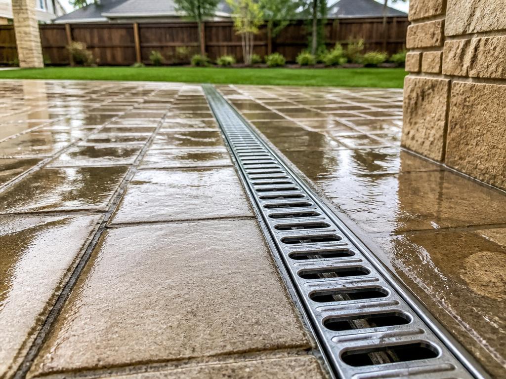 Channel drain set in a paver patio in DFW