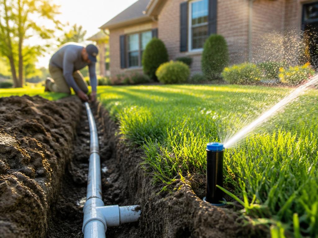 Sprinkler zone coverage check on a DFW lawn