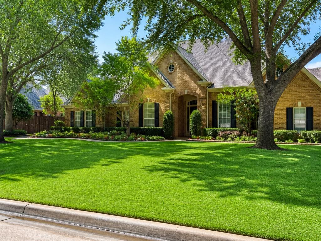 Healthy St. Augustine lawn in a North Texas front yard